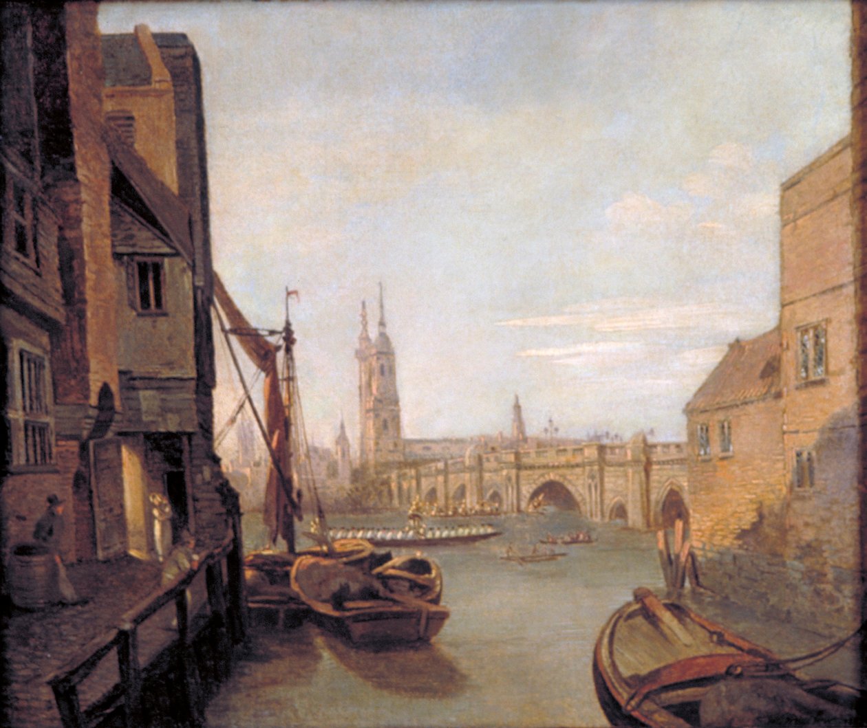 "London Bridge from Pepper Alley Stairs", 1788. tekijältä William Marlow
