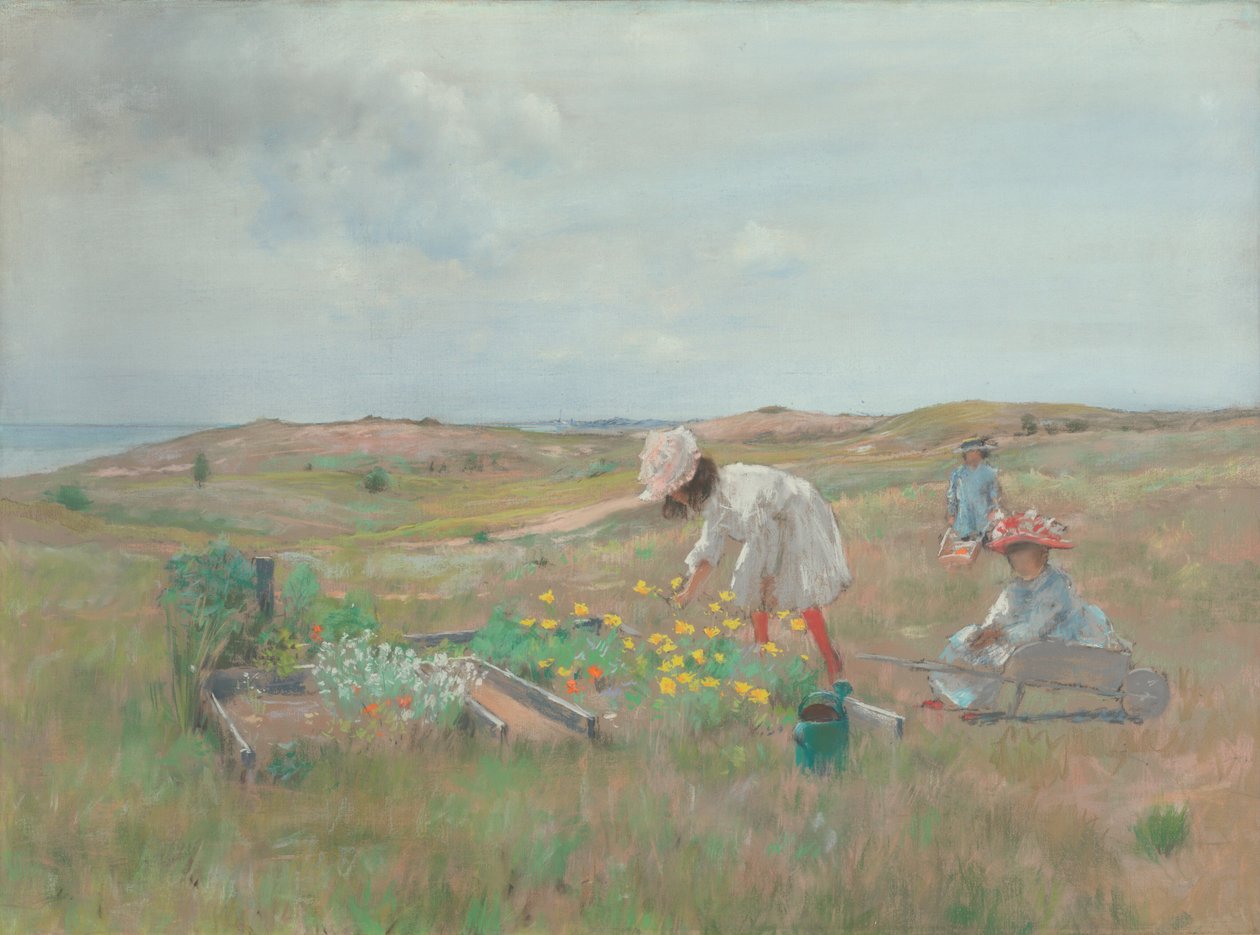 Gathering Flowers, Shinnecock, Long Island tekijältä William Merritt Chase
