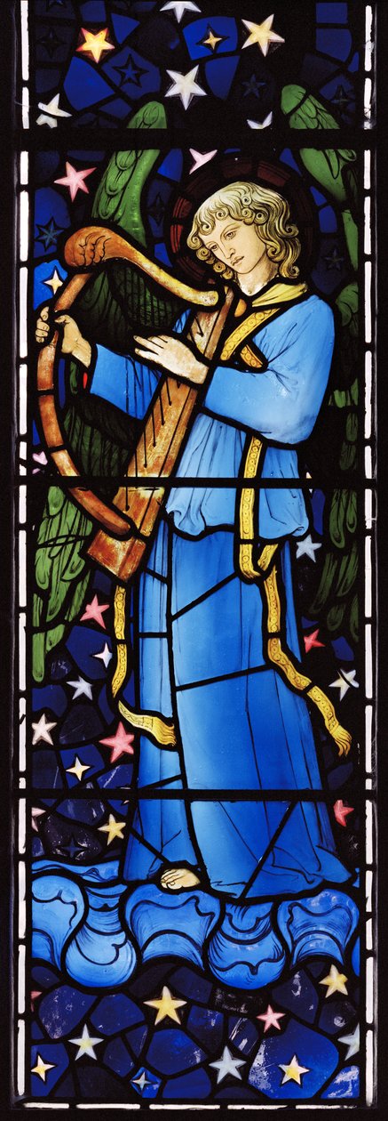 Enkeli muusikko, 1881 (lasimaalauksia) tekijältä William Morris