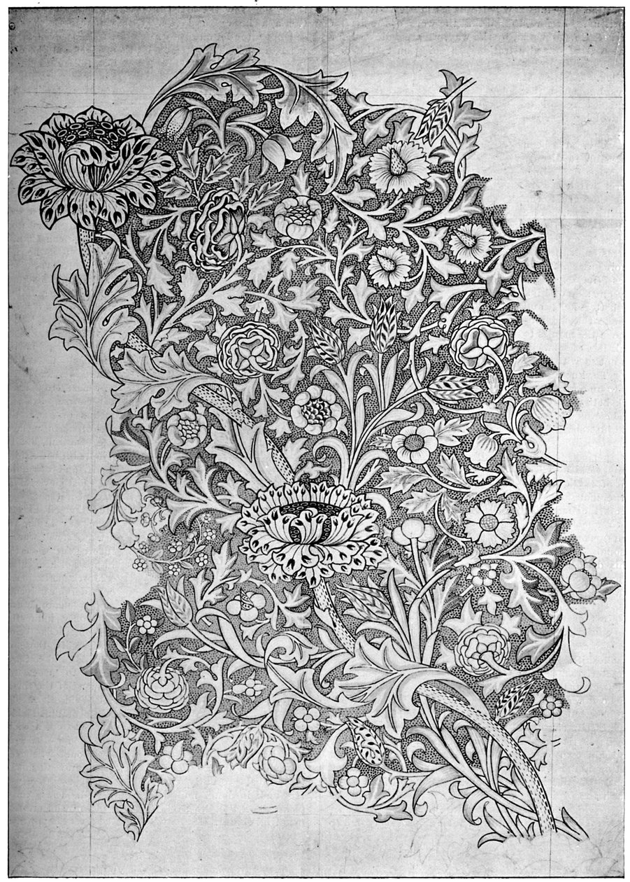 Trent-kuvioinen painettu pellava, 1892 1934. tekijältä William Morris