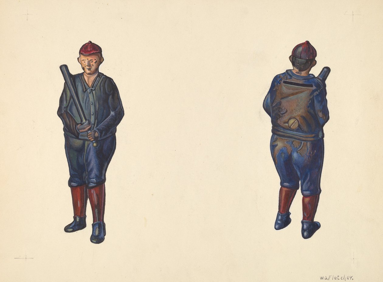 Pesäpalloilijan kolikkopankki, c. 1938. tekijältä William O. Fletcher