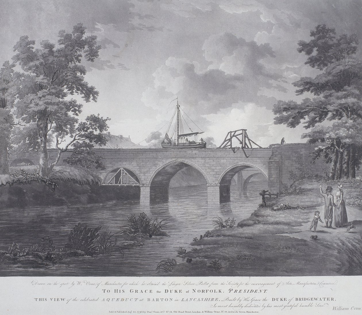 Akvedukti Bartonissa lähellä Manchesteria, 1793 tekijältä William Orme