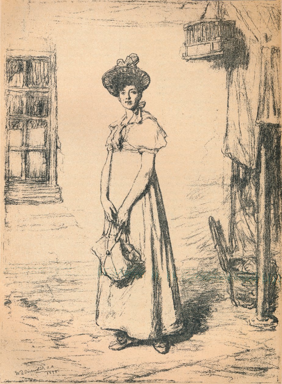 Nuoren kotiäidin tutkimus, n. 1878. tekijältä William Quiller Orchardson