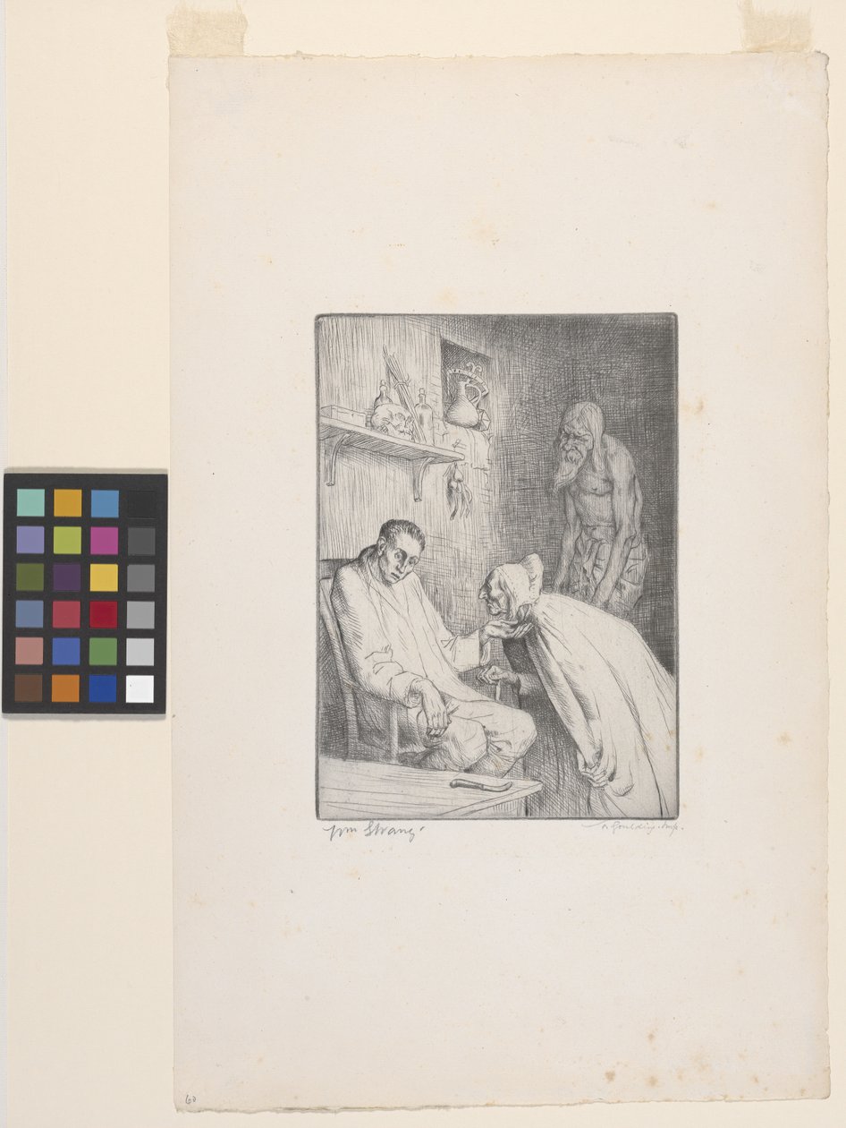 Mies ja noita (etsaus) tekijältä William Strang