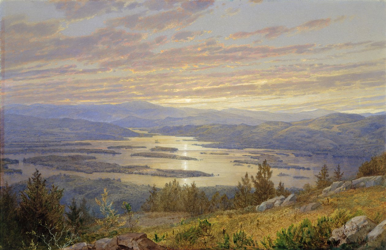 Lake Squam Red Hillistä, 1874. tekijältä William Trost Richards