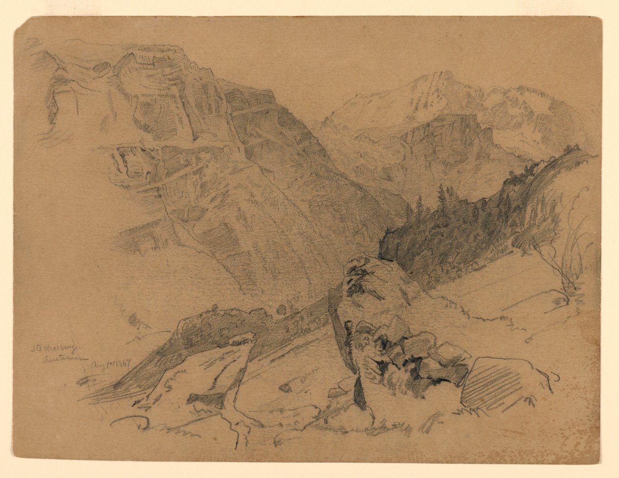 Maisema, Steckelberg, Sveitsi tekijältä William Trost Richards