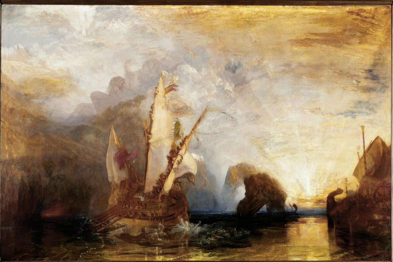 Ulysses pilkkaa Polyphemosta – Homeroksen Odysseia tekijältä Joseph Mallord William Turner