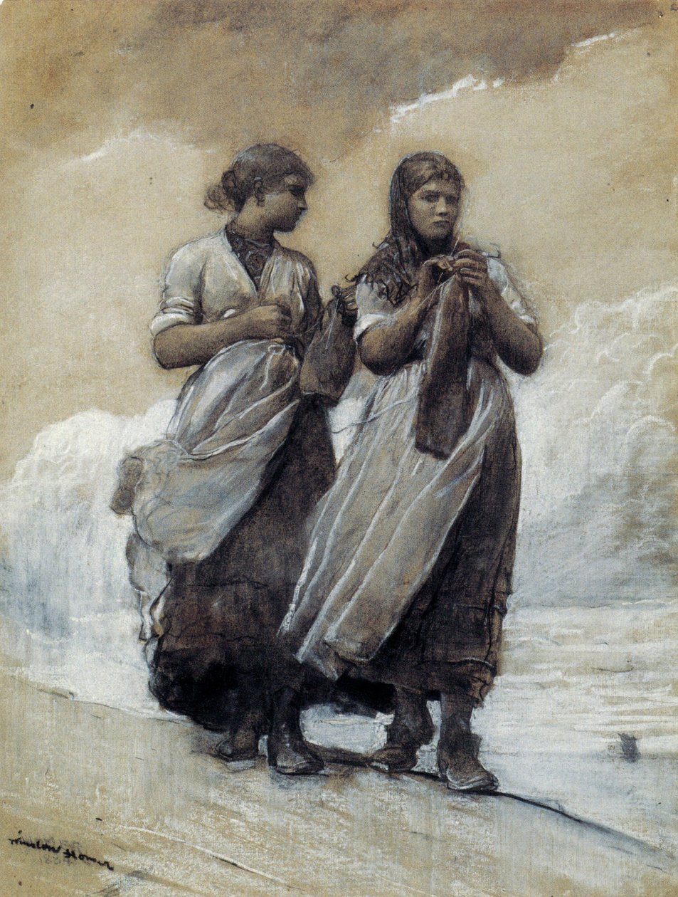 Fisher Girls on Shore, Tynemouth, Yhdysvallat tekijältä Winslow Homer