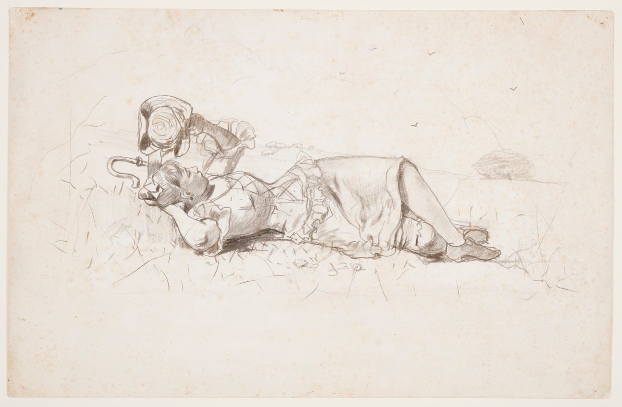 Paimentolaisnainen lepäämässä tekijältä Winslow Homer