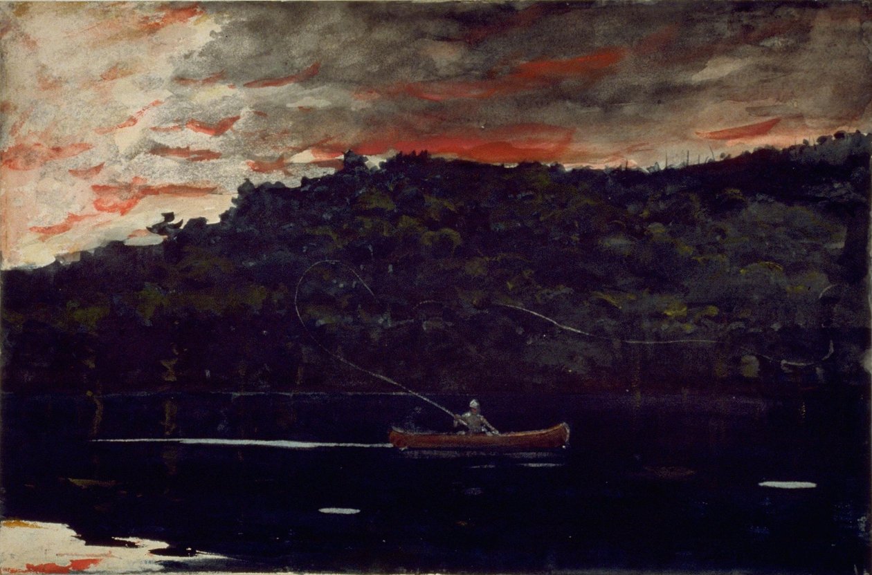 Auringonnousu, kalastus Adirondacksissa tekijältä Winslow Homer