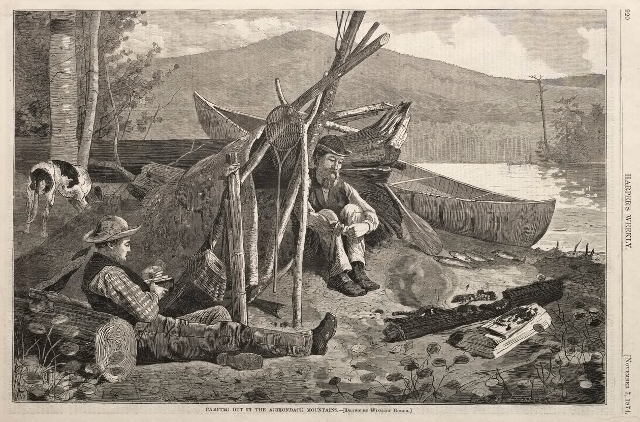 Leirintäalue Adirondackin vuoristossa, 1874. tekijältä Winslow Homer