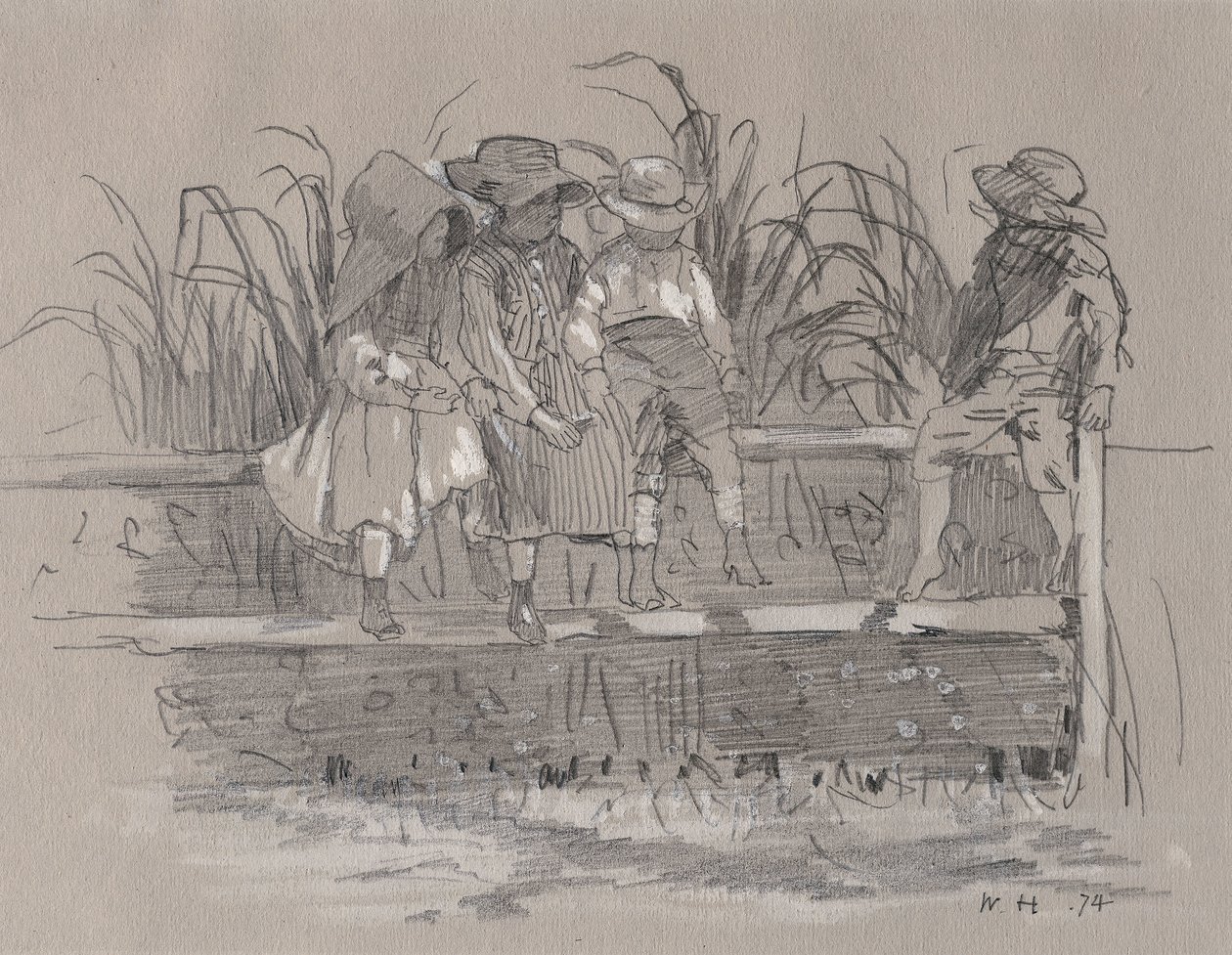 Lapset istuvat aidalla tekijältä Winslow Homer