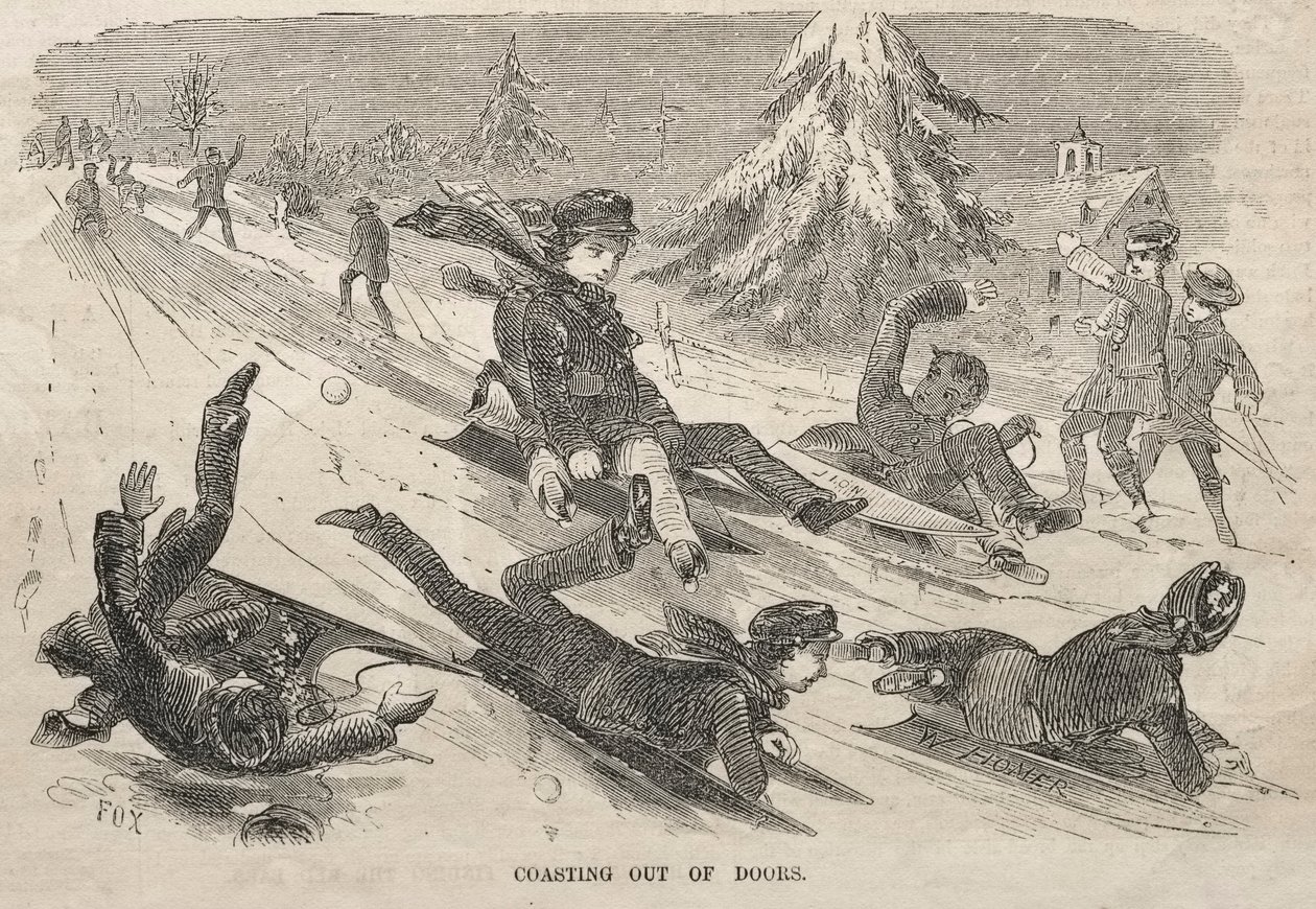 Coasting Out of Doors, 1857. tekijältä Winslow Homer