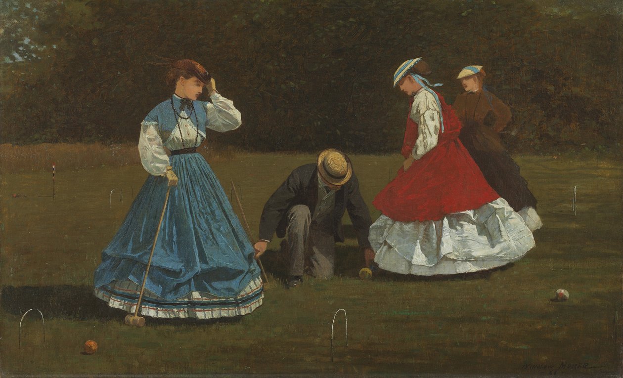 Krokettikohtaus, 1866 tekijältä Winslow Homer