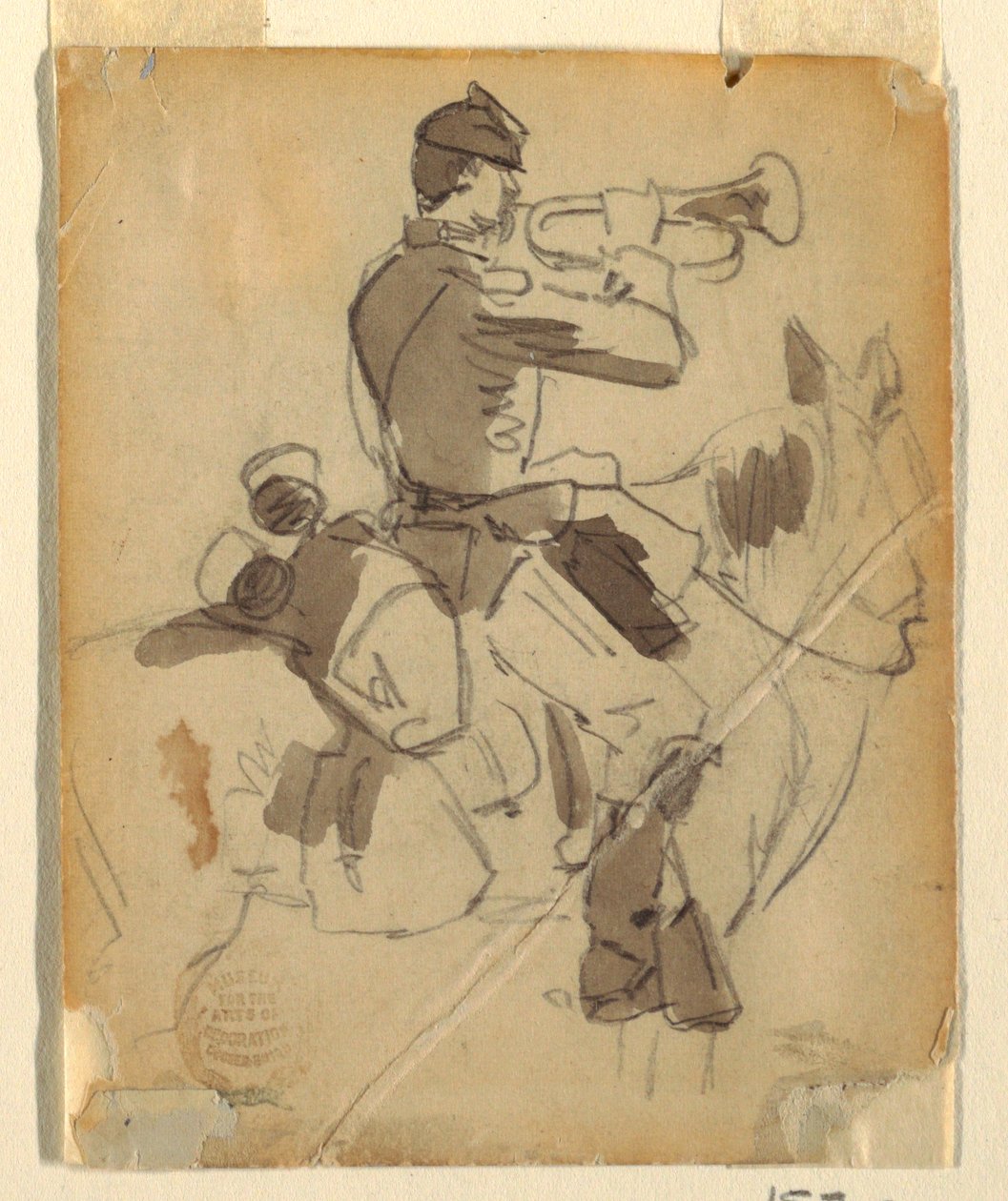 Piirros, ratsumies torvensoittaja, 1862 tekijältä Winslow Homer