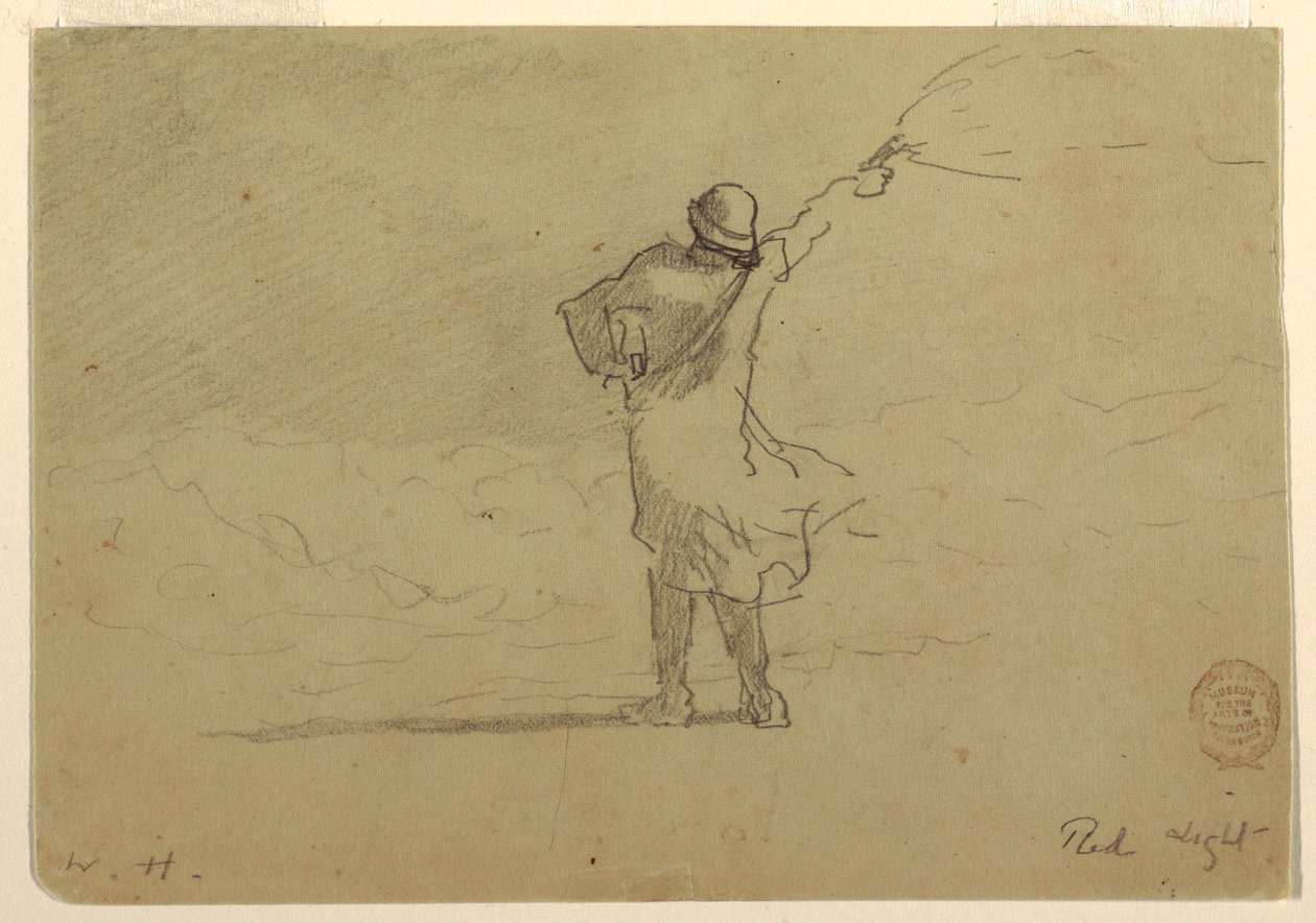 Piirros, "Punainen valo", luultavasti 1883 tekijältä Winslow Homer
