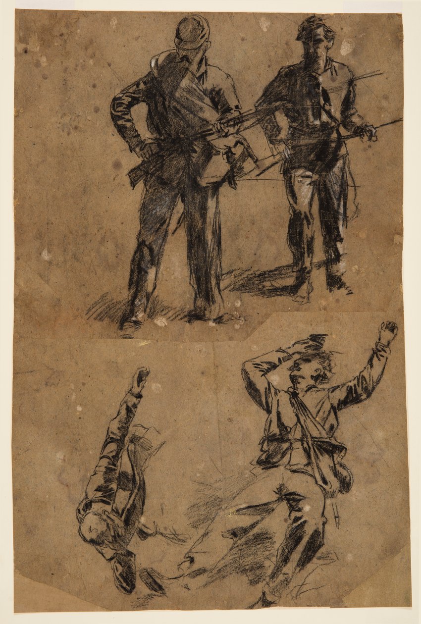 Piirustus, Sotilaiden tutkimuksia, 1863-65 tekijältä Winslow Homer