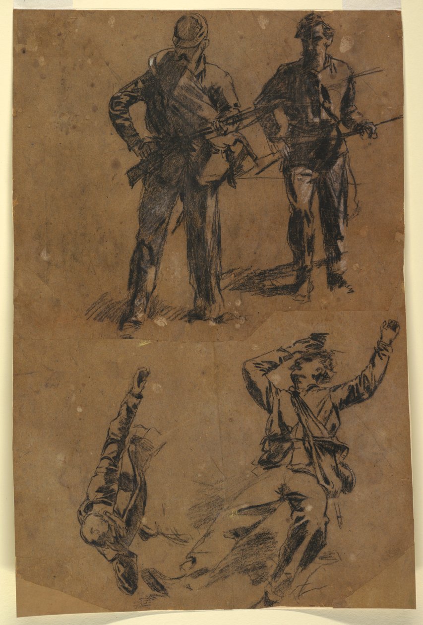 Piirustus, Sotilaiden tutkimuksia, 1863-65 tekijältä Winslow Homer