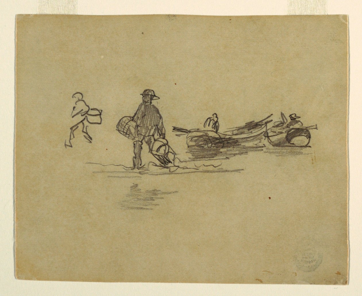 Piirros, Kaksi kalastajaa, Englanti, 1881-82 tekijältä Winslow Homer