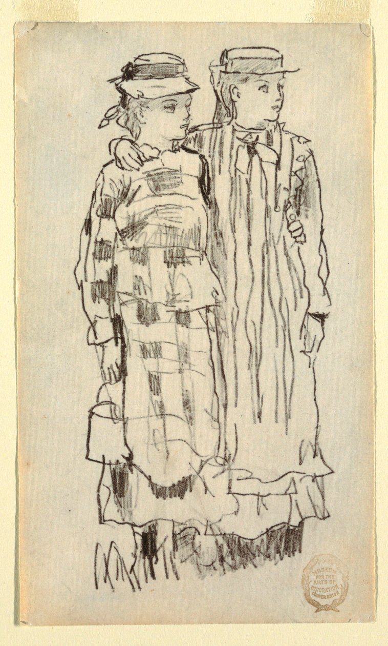 Piirros, Kaksi tyttöä, 1879 tekijältä Winslow Homer
