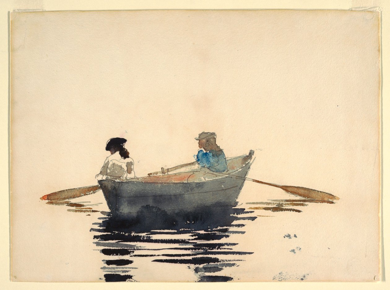Piirros, Kaksi tyttöä soutuveneessä, 1876-80 tekijältä Winslow Homer