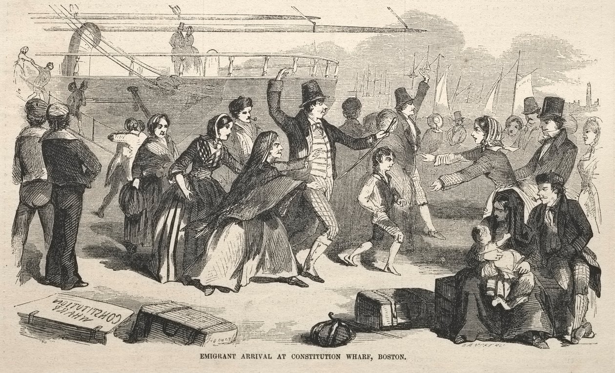 Emigrantin saapuminen Constitution Wharfiin Bostoniin, 1857. tekijältä Winslow Homer