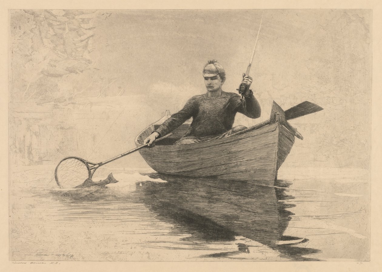Perhokalastus, 1889. tekijältä Winslow Homer