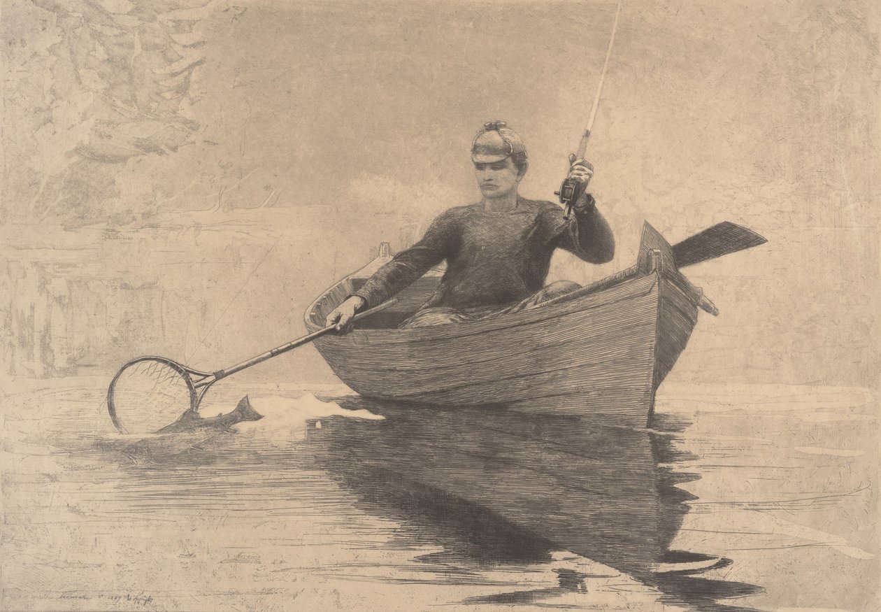 Perhokalastus, Saranac Lake, 1889. tekijältä Winslow Homer