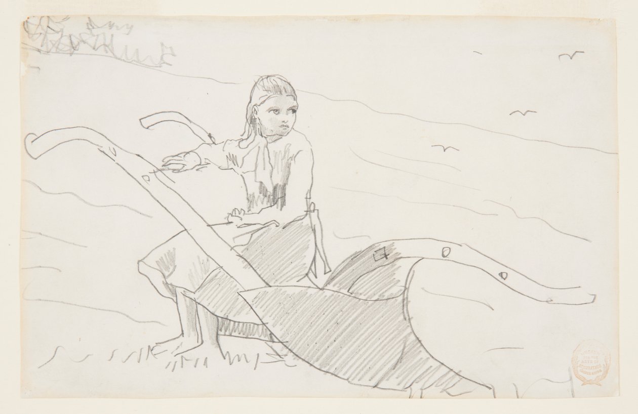 Tyttö istuu auralla tekijältä Winslow Homer