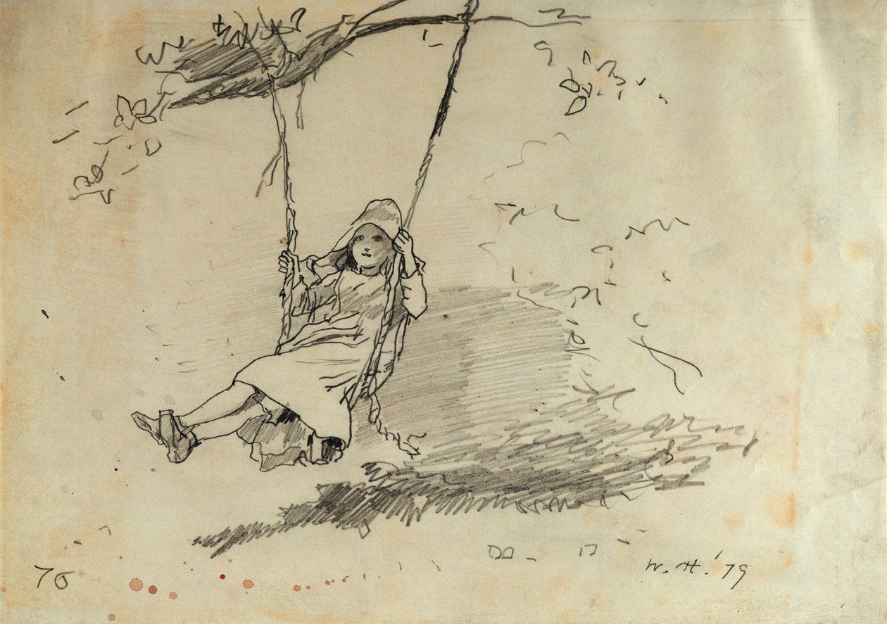 Tyttö keinussa, 1879 tekijältä Winslow Homer