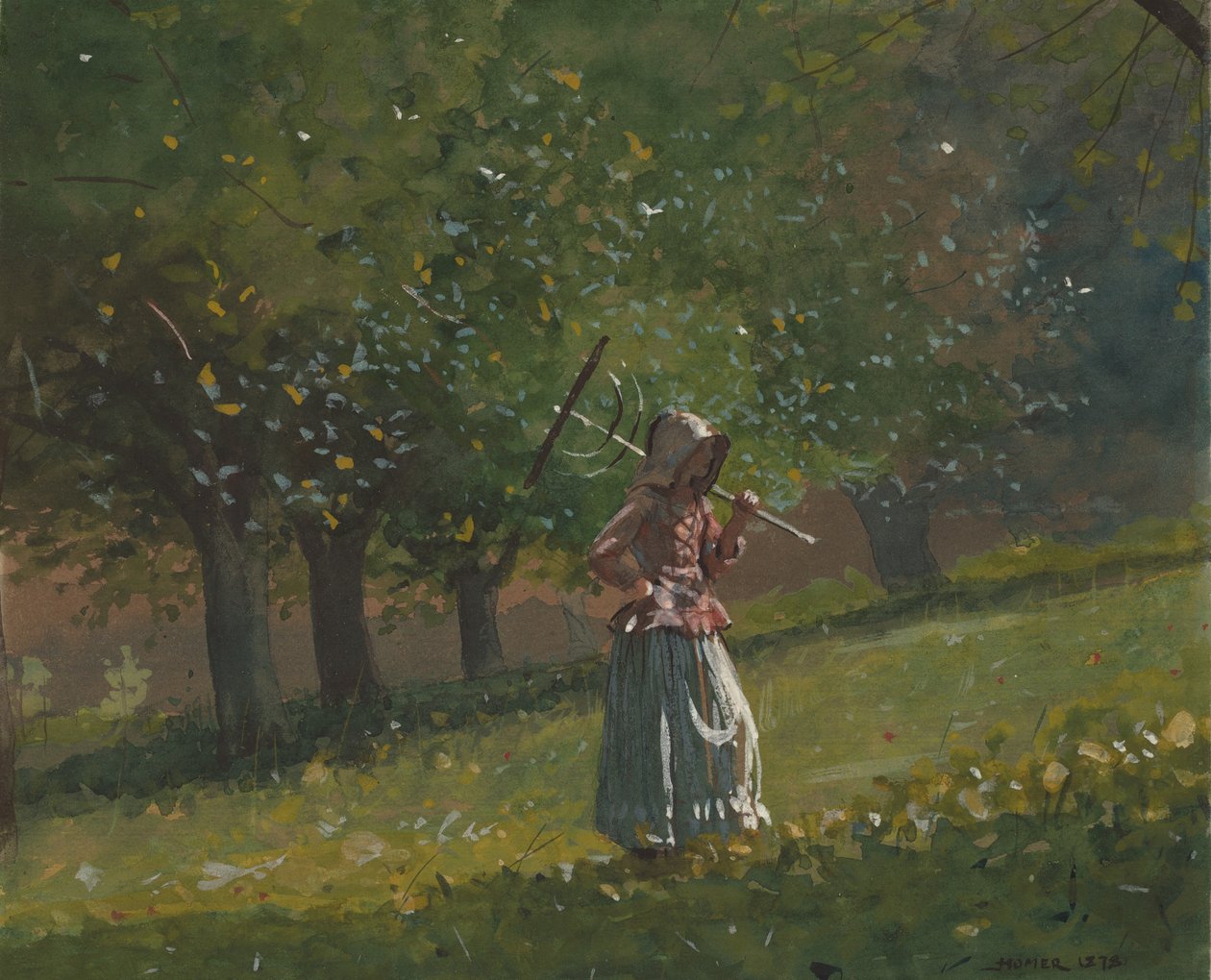 Tyttö heinäharavan kanssa, 1878. tekijältä Winslow Homer