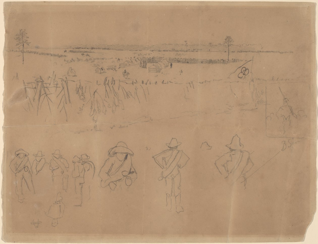 Kokoonpanot ja haudat [recto], 1864. tekijältä Winslow Homer