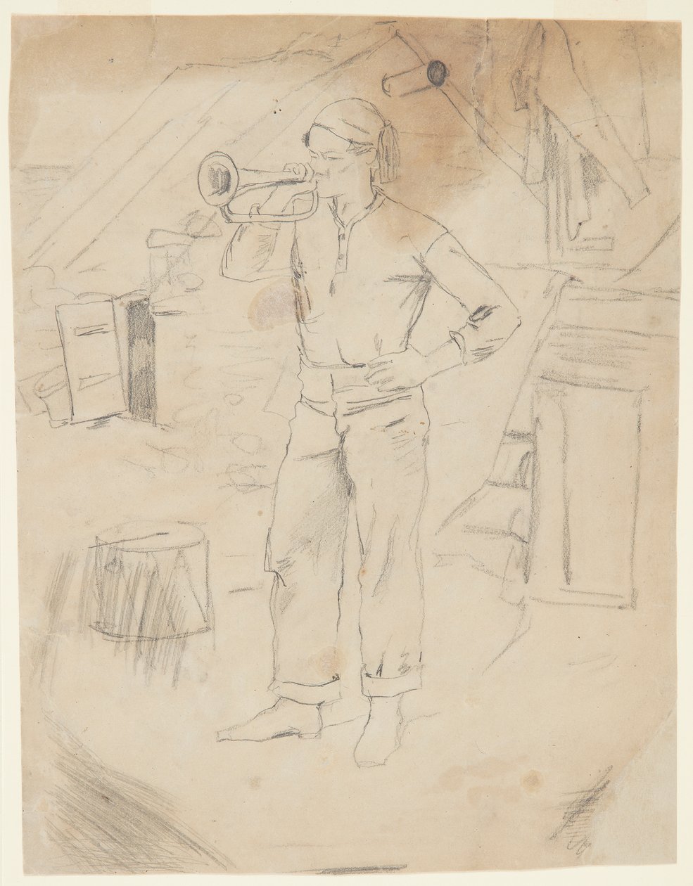 Mies yllään Zouaven lippis tekijältä Winslow Homer