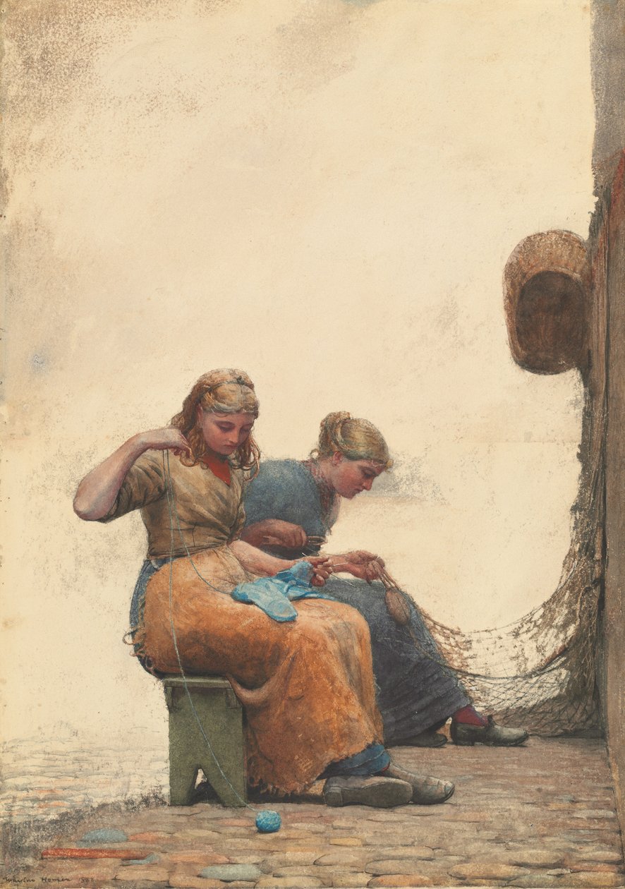 Verkkojen korjaaminen, 1882. tekijältä Winslow Homer