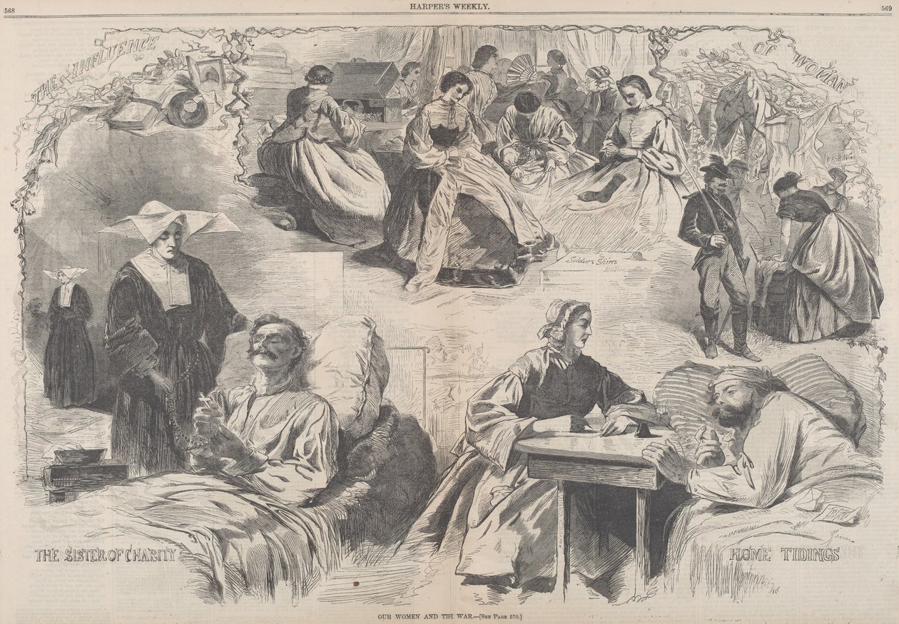 Naiset ja sota, julkaistu 1862. tekijältä Winslow Homer
