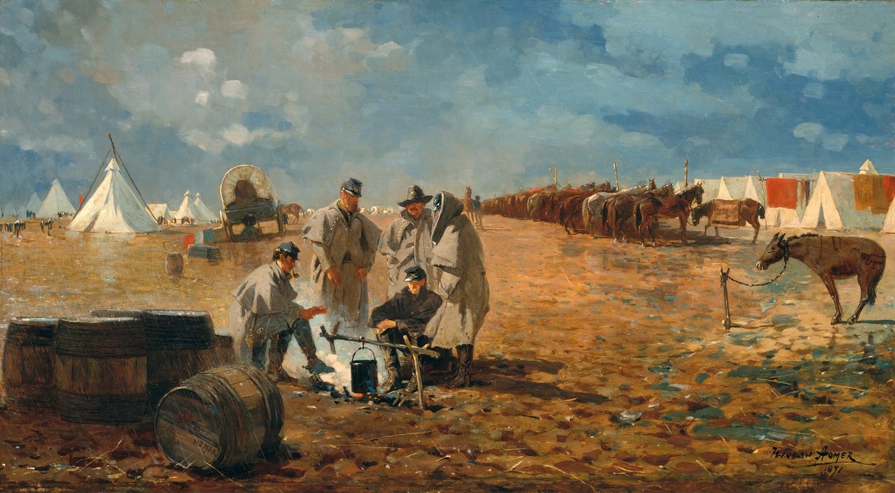 Sadepäivä leirillä, 1871. tekijältä Winslow Homer
