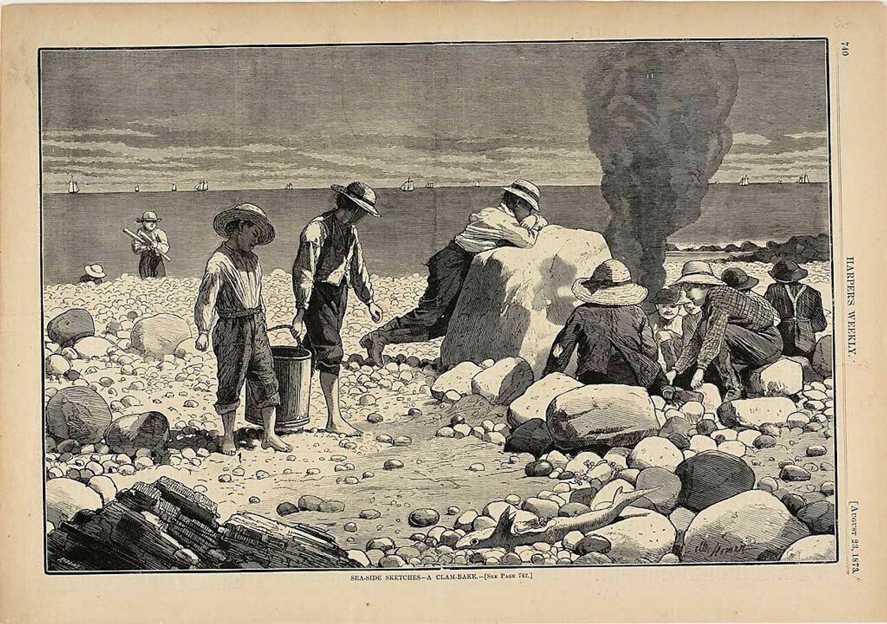 Merenrantaluonnoksia - Simpukanpaistoa tekijältä Winslow Homer