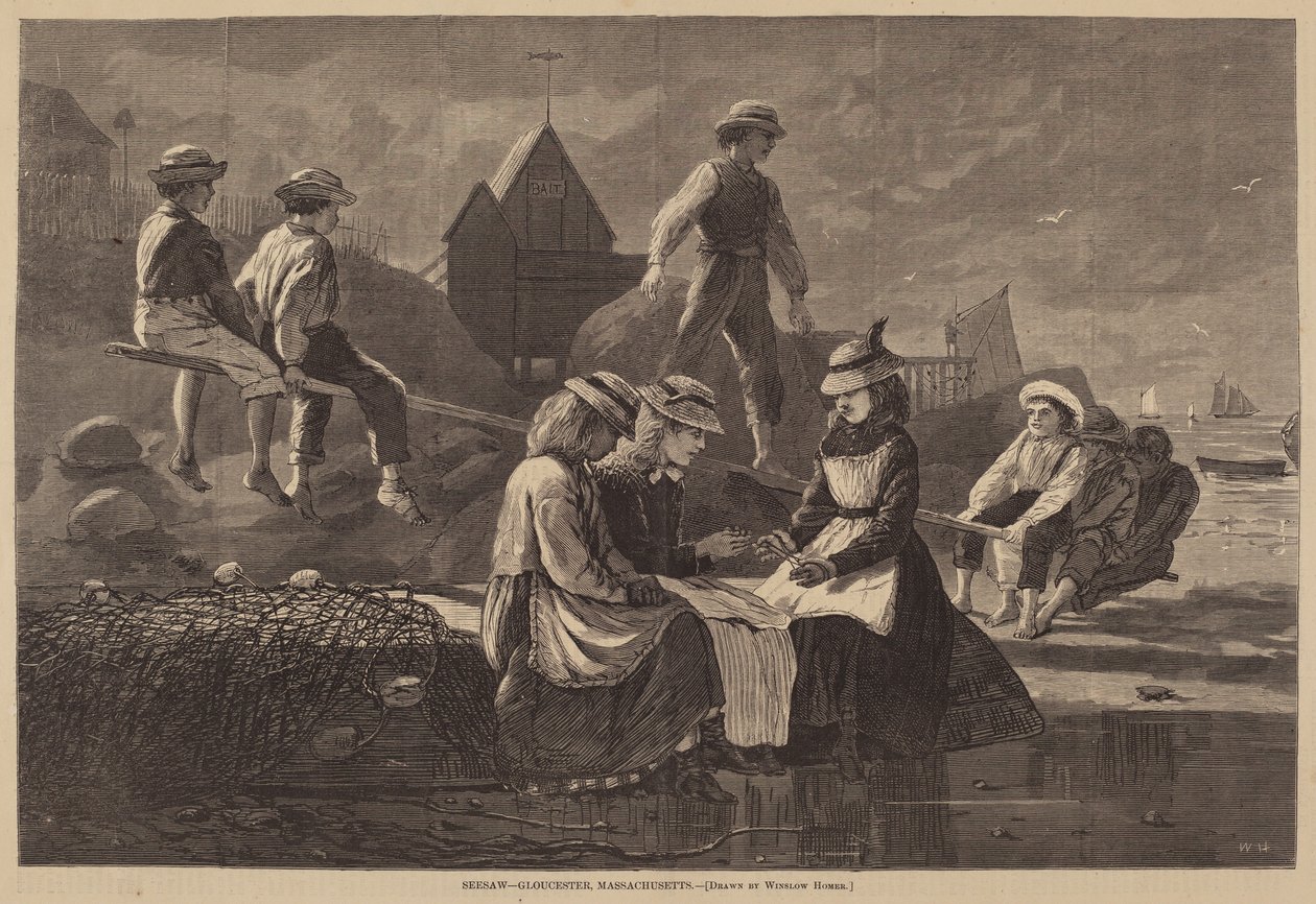 Seesaw - Gloucester, Massachusetts, julkaistu 1874. tekijältä Winslow Homer