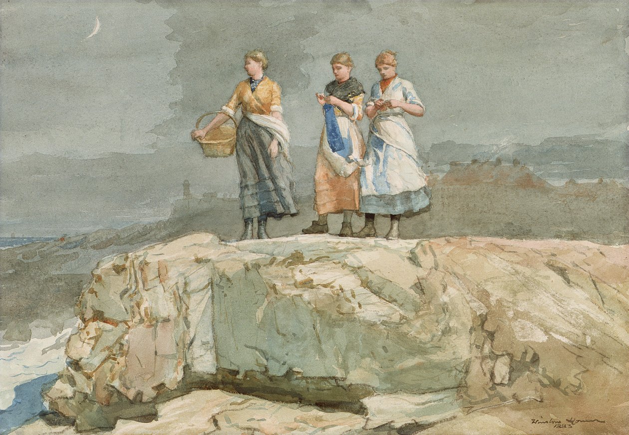 The Cliffs, 1883 (wc paperilla) tekijältä Winslow Homer