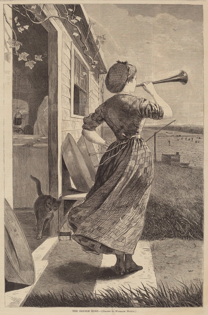 The Dinner Horn, julkaistu 1870. tekijältä Winslow Homer
