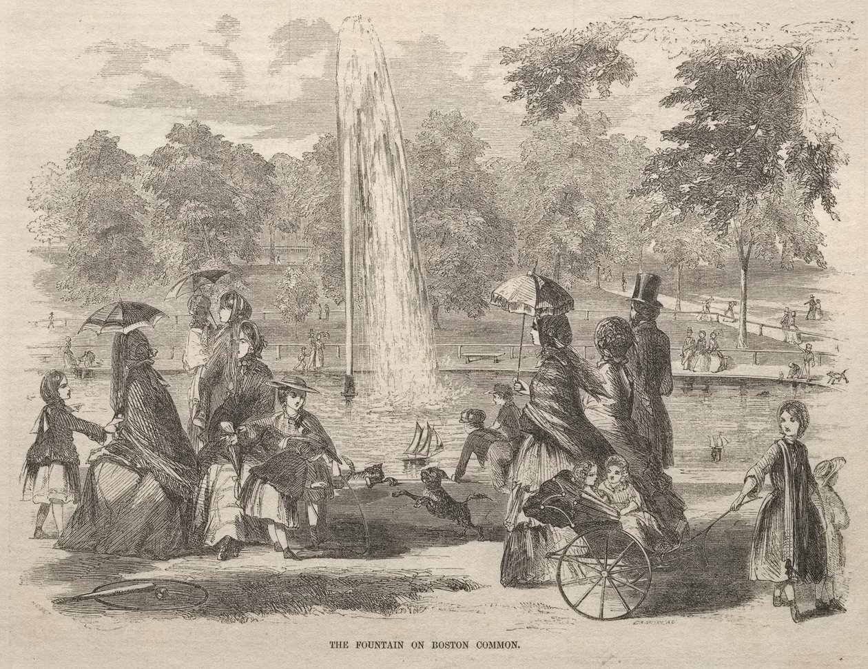 Suihkulähde Boston Commonissa, 1857. tekijältä Winslow Homer