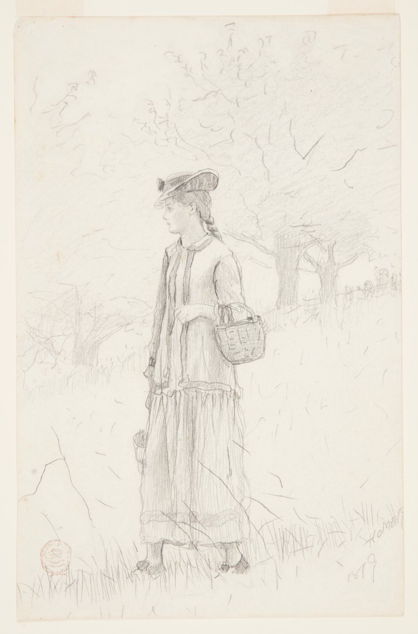 Nuori nainen kantaa koria tekijältä Winslow Homer