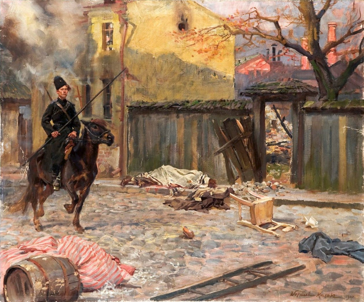 The Raid Pogrom, 1907. tekijältä Wojciech Kossak