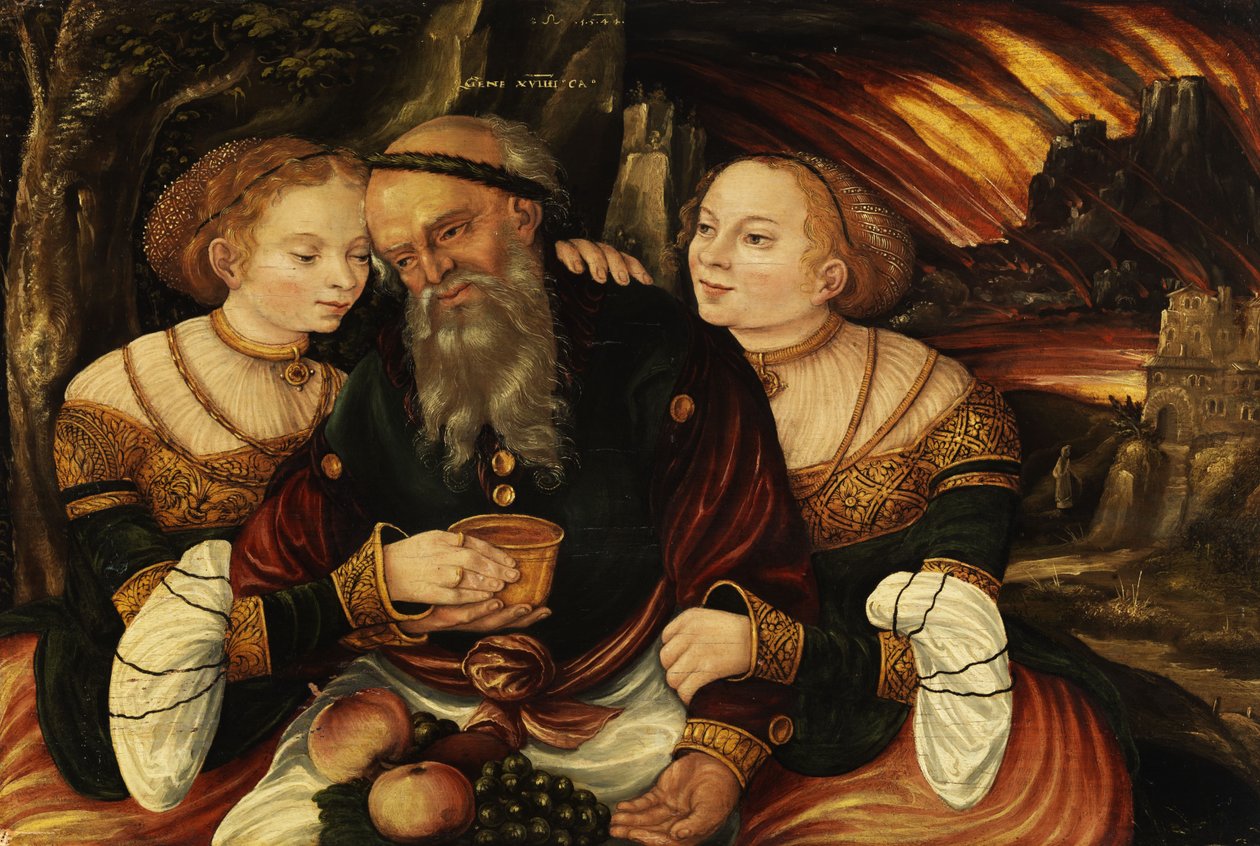 Lot ja hänen tyttärensä tekijältä Lucas Cranach the Younger  