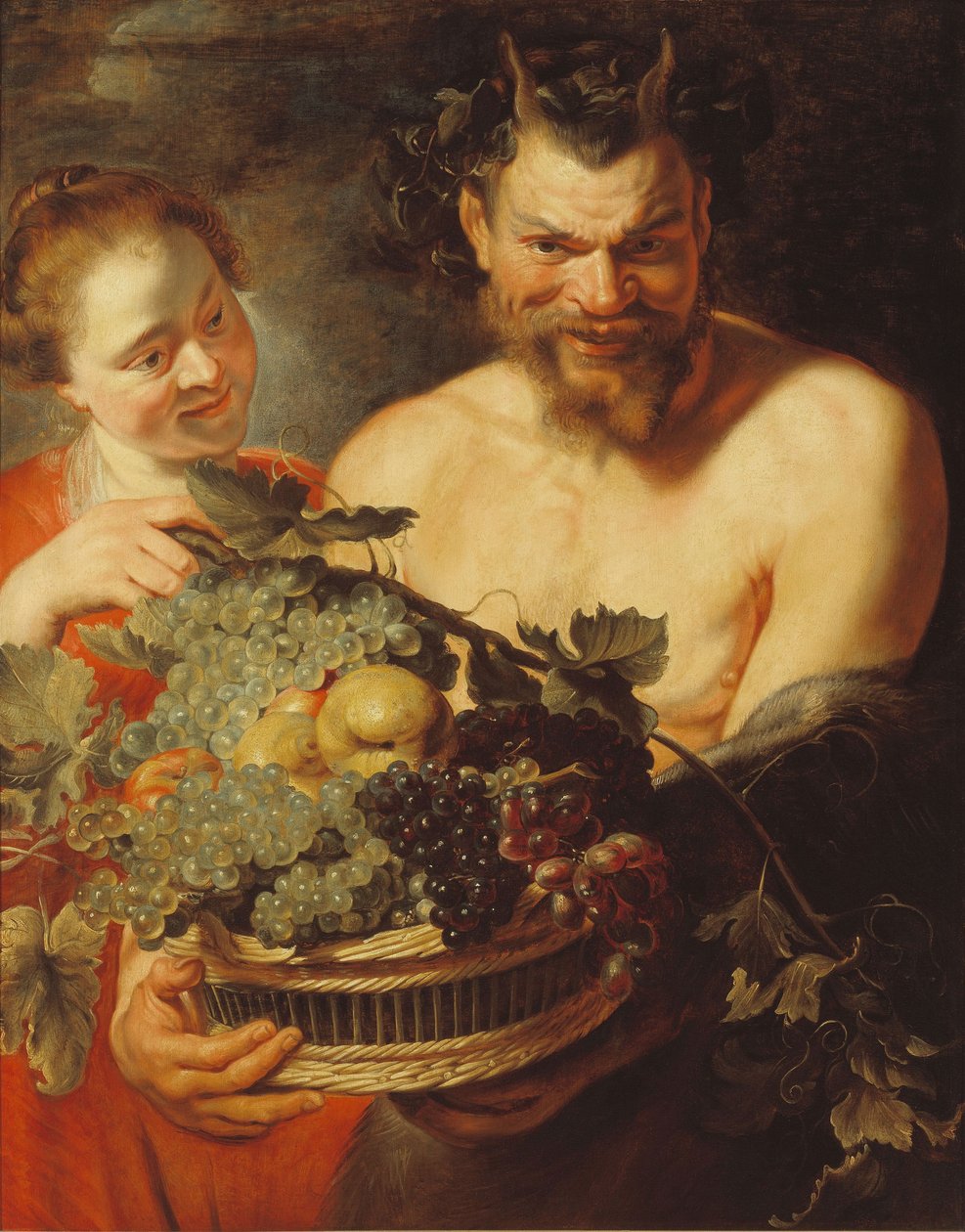 Faun ja nymfi tekijältä Workshop of Peter Paul Rubens