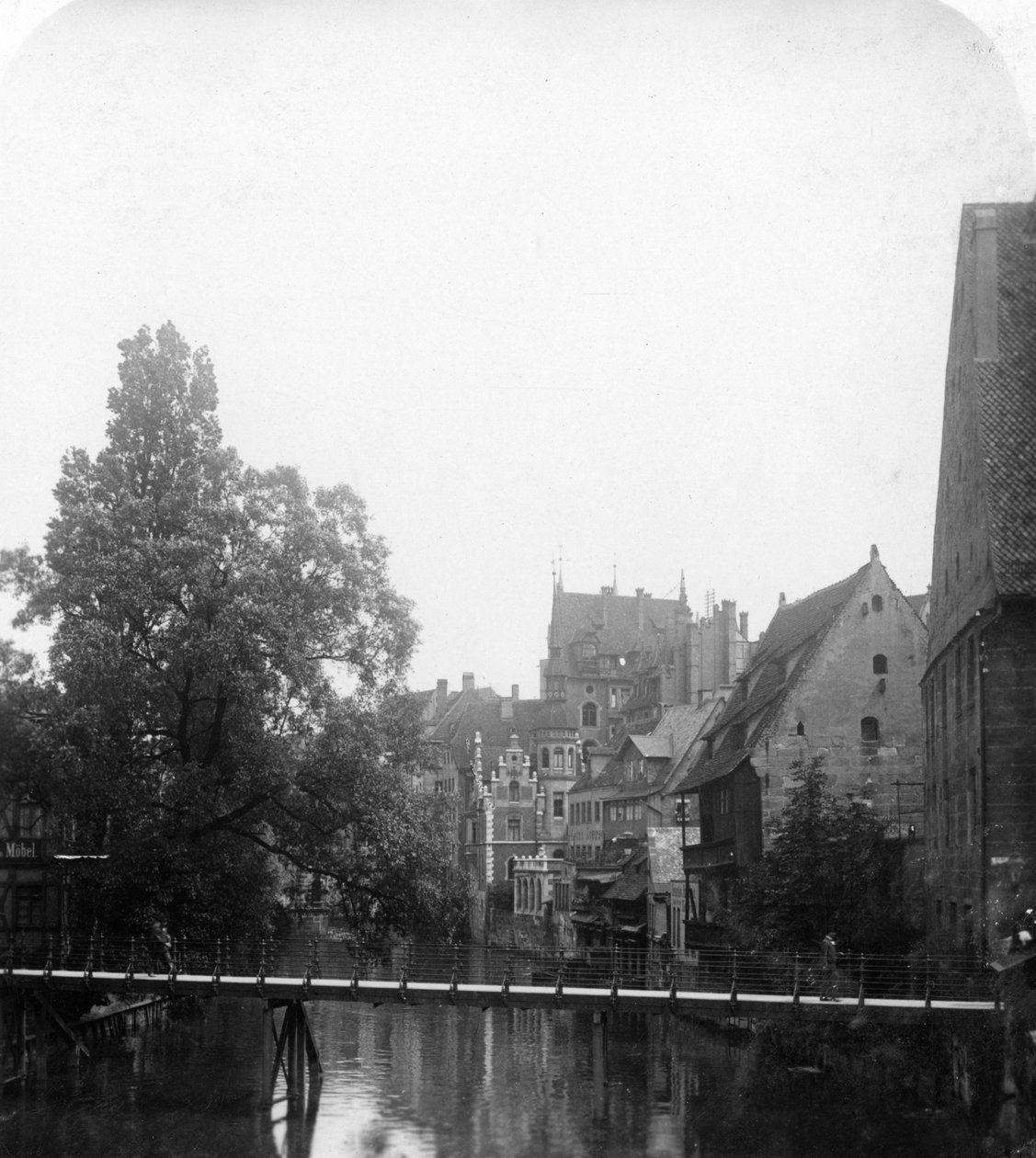 Pegnitz-joki, Nürnberg, Saksa, 1900-luku. tekijältä Wurthle and Sons