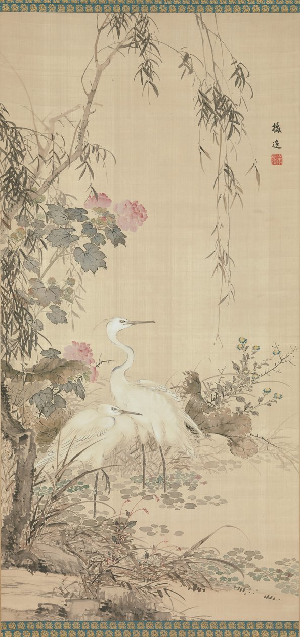 Haikarat, pionit ja pajut, 1800-luvun alku. tekijältä Yamamoto Baiitsu