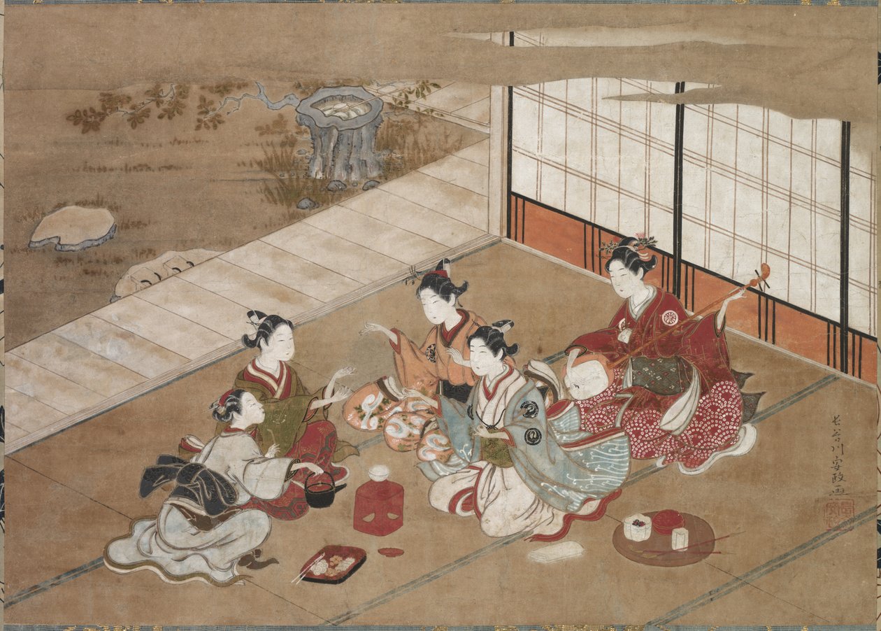 Käsipelin pelaaminen, c. 1760. tekijältä Yasumasa Hasegawa