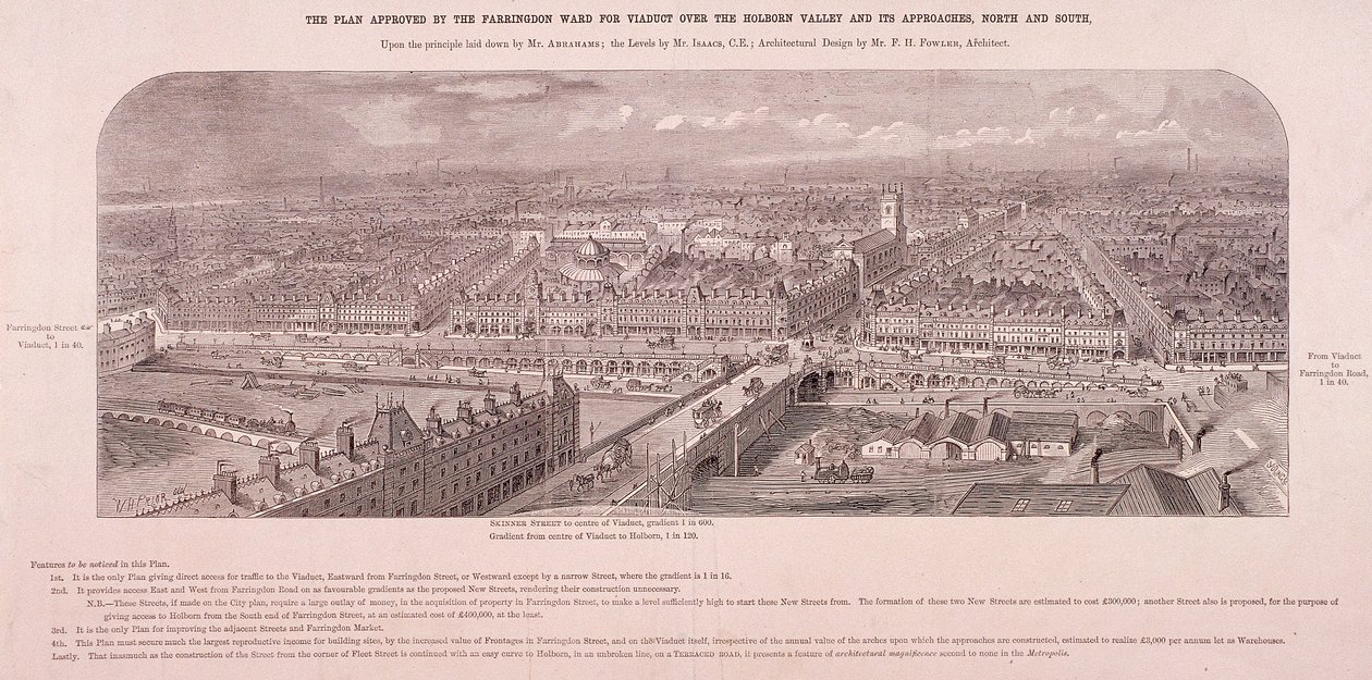Holborn Viaduct, Lontoo, 1865 tekijältä Young