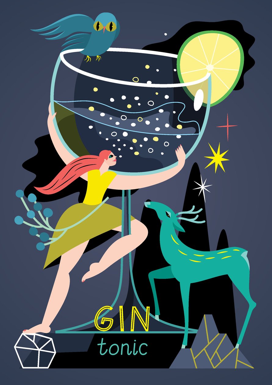 Gin Tonic, 2017 (vektorikuvitus) tekijältä Yulia Drobova